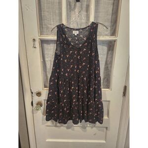True Craft Black and Floral Sleeveless Shirt Women's Size Medium‎